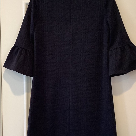 Banana Republic Blue and Black Plaid Dress Size Small 3/4 Bell Sleeves - Picture 4 of 12